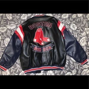 Red Sox Faux Leather Bomber Jacket